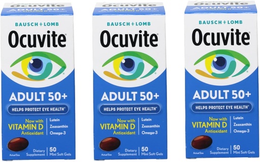 [BRSWIFDZBANBKFTE] Ocuvite (pakke med 3) Eye Vitamin Voksen 50 + Formel, 150 Soft Gels i alt