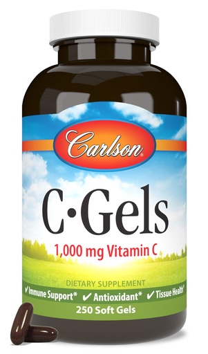 [BRSWIYILCUABOC3E] Carlson - C-Gels, 1000mg, Vitamin C Softgels, Immune Support & Heart Health, Vitamin C Softgels, Antioxidant, Vitamin C Supplement, 250 Softgels