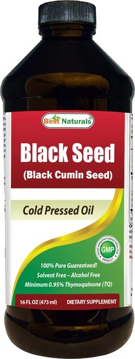[BRSRMEIBOR7BAD3A] Best Naturals Black Seed Oil - Minimum 0.95% Thymoquinone (TQ) - Cold Pressed Nigella Sativa Aids in Digestive Health, Immune Support, Brain Function, Joint Mobility, Gluten Free, Non GMO - 16 OZ