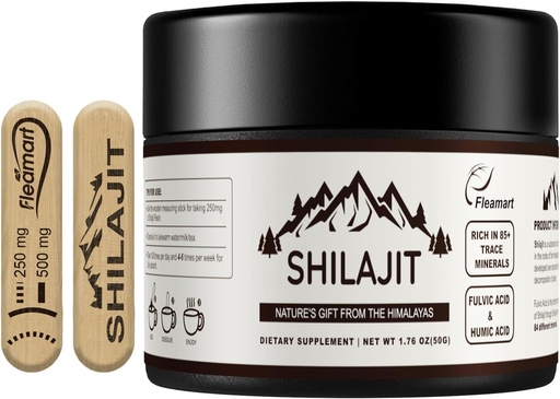 [BRSROHTQBUJWOHL7] Shilajit Pure Himalayan s kyselinou fulvovou & 85+ Stopové minerály Shilajit pre mužov a ženy Zlatý stupeň A Shilajit Resin Supplement s malou horkou chuťou pre energiu a imunitu - 50 gramov
