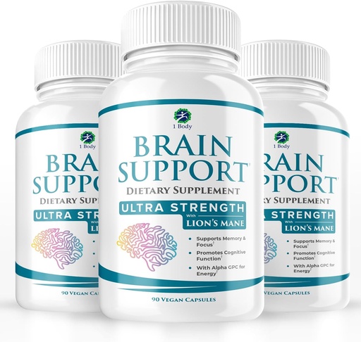 [BRSROZLRA56BAG3V] 1 Body Brain Support Triple Pack, Alpha GPC eta Lion's Mane erauzketa, 90 kapsula bakoitza