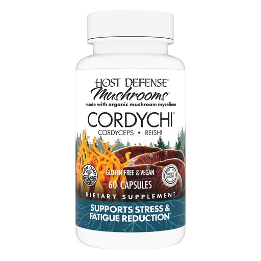 [BRSWIYA6BF5RKE34] Host Defense CordyChi Capsules - Energy & Immune Support Supplement - Cordyceps & Reishi Mushroom Supplement for Relaxation & Respiratory Support - Aids Against Tiredness - 60 Capsules (30 Servings)*