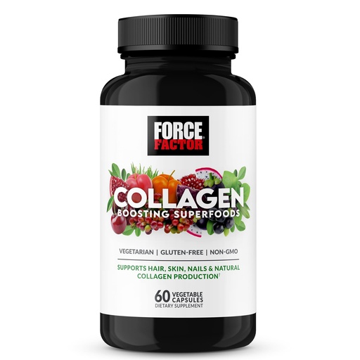 [BRSROEL7OUMWEDTO] Force Factor Collagen Boosting Superfoods, Vegan Collagen Booster with Hyaluronic Acid, Biotin, Bamboo, Amino Acids & Vitamins for Hair, Skin, and Nails, Strengthener and Skin Supplement, 60 Capsules