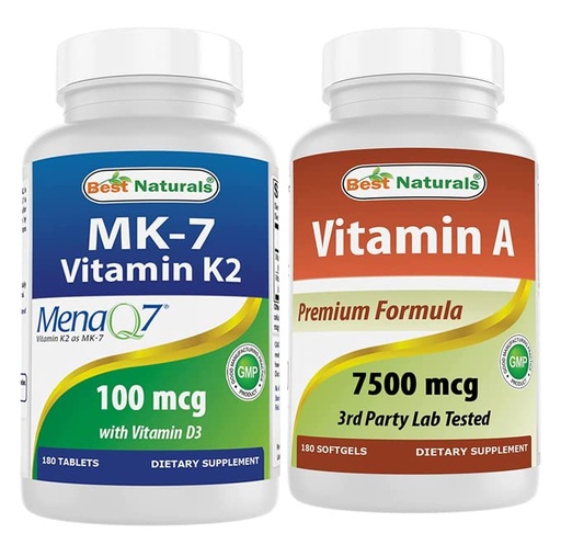 [BRSRMBQEDMNWCYDB] Best Naturals Vitamin K2 (MK7) with D3 & Vitamin A 25000 IU