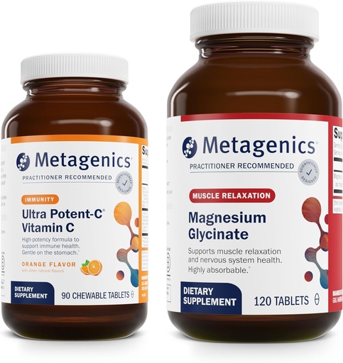 [BRSRAFTRAUCG2YDL] Metagenics Bundle - Ultra Potent-C Chewable & Magnesio Glycinate - 90 Tablets of Ultra Potent-C Chewable for Immune & Antioxidant Support - 120 Tablets of Mag Glycinate for Nervous System Support