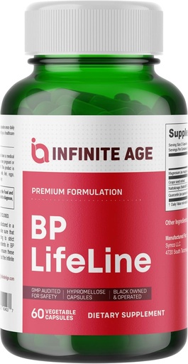 [BRSROZAZBADWMYLV] Infinite Age BP Lifeline Capsules, 60 Count - Heart Health Support Supplement with Grapeseed Extract, Nattokinase, Quercetin and Magnesium - Made in The USA