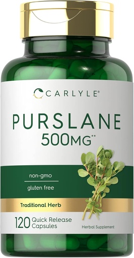 [BRSRMYL3CUCAEYA2] Carlyle Purslane Capsules | 500mg | 120 Count | Portulaca Oleracea Extract | Non-GMO, Gluten Free Supplement
