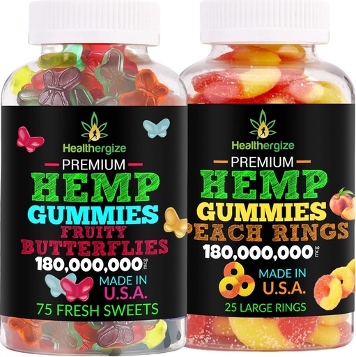 [BRSRMGA6PMAQYG3X] 2PACK Hemp Gummies-Fresh Butterflies and Delicious Hemp Gummy Peach-for Sleep, Calm and Relax-Inflammation Natural Hemp Party-Made in USA