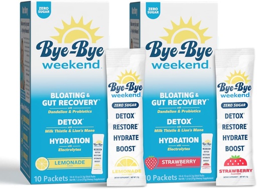 [BRSRAFDROR7BM2AY] Detox Drink Mix w/Electrolytes - for Bloating, Recovery, Fatigue, Brain Fog - Probiotics, Lion’s Mane, Milk Thistle - Zero Sugar Variety Pack - 20 Pack