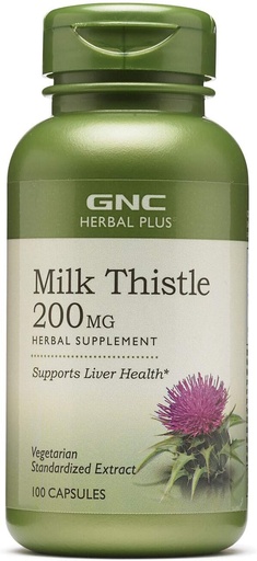 [BRSWIED6DJYAAAD4] GNC Herbal Plus Lait Thistle Supplément 200mg, Végétarien, soutient la fonction saine du foie, 100 portions