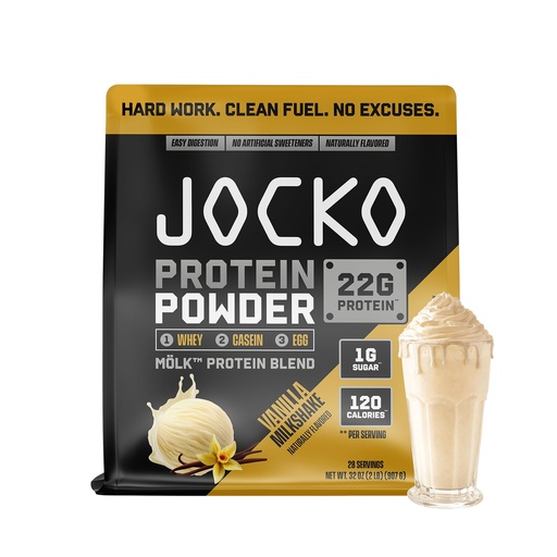 [BRSROGTYC54A4CLA] Jocko Fuel Whey Protein Powder, Vanilla Milkshake, 22g Protein, Digestive Enzymes + Probiotic Blend, No Sugar Added, with Essential Amino Acids + Electrolyte Minerals, 28 Servings