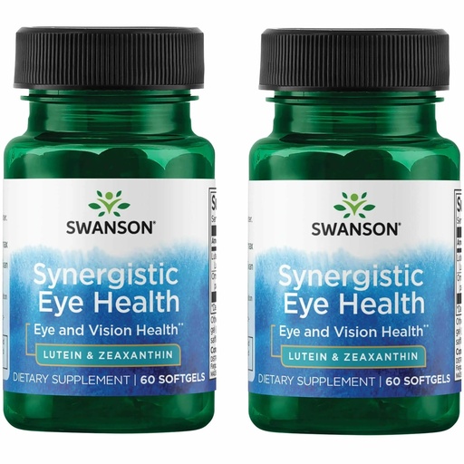 [BRSRMEIFOICAIE33] Swanson Synergistic Eye Health - Lutein and Zeaxanthin Supplement - 60 Softgels - Lutemax Lutein 20 mg and OmniXan Zeaxanthin 2 mg for Vision Support (2 Pack)