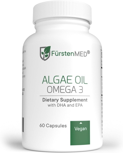 [BRSWGBAPBUIQ4HI6] FürstenMED Algae Petroli Vegan Omega 3 - Cor, implementació de la salut i mig - 2000mmg Algae Petroli del qual 700 mg DHA i 320mg EPA 3, 6mg Vitamination E per Daily Dose - làrices secs