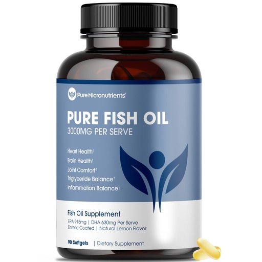 [BRSWGZY7ORYGME33] Pure Micronutrients - Omega 3 Fish Oil Supplement, EPA/DHA Fatty Acids, Burpless Fish Oil Supplements with Lemon - Heart, Eye, Brain & Immune Support - 90 Softgels
