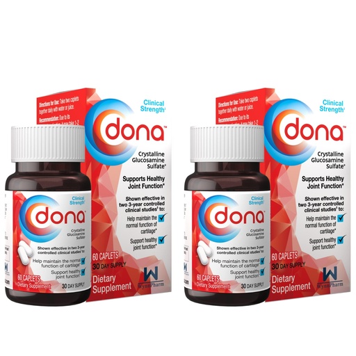 [BRSWGGL4OQFGGFLB] Dona Crystalline Glucosamine Sulfate, 750 Mg, Joint Supplement Pills for Knee Comfort & Joint Health Support, 750 Mg, 60 Count (2 Pack).