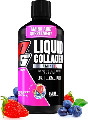 [BRSROAACCEMA2EIZ] PROSUPPS Amino23 Líquido colágeno Zapatos, Berry - Collagen Peptide Post Workout Suplemento Apoyos Envejecimiento saludable, Juntas, Piel sin gluten - 16 Servimientos