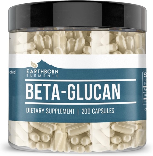 [BRSWYZQDBEAQEETJ] Earthborn Elements Beta Glucan, 200 capsules, Pure & Onverdund, Geen additieven