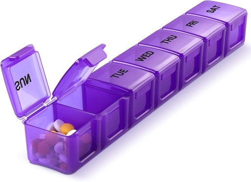 [BRSWYH3QOUPAICLV] Pill Organizer XL Extra Grandi Case Pillole settimanali e giornalieri per Pillole/Vitamin/Fish Oil/Supplements (Purple)