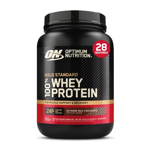 [BRSWIYANDIAA4ELK] Optimum Nutrition Gold Standard 100% Whey Protein Powder, Extreme Milk Chocolate, 2 Pound (Pack of 1) (Packaging May Vary)