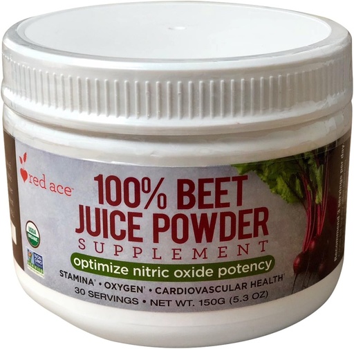 [BRSWGEALDN6BM2T5] Red Ace 100% Certified Organic Beet Juice Supplement Powder/Nitric Oxide Booster/Helps Stamina, No Sugar Added, Non GMO, 5.3 oz Jar