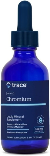[BRSWIYYMAAOQCETI] Trace Minerals Ionique Chromium 550 mcg - Supplément alimentaire pour soutenir la croissance de l'énergie et des muscles - Supplément de goutte liquide avec Magnésium, Chrome, Chlorure et plus - 2 fl oz (environ 48 portions)