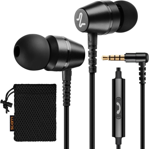 [BRSROHTQO4FQK3A3] LUDOS OMNITONE Wired Earbuds in-Ear Headphones, 5 Year Warranty, Earphones with Microphone, 3.5 mm Jack Corded Ear Buds, Videoconference for iPhone, Samsung, Computer, Laptop, Kids, School Students