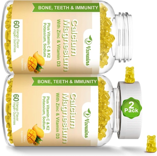 [BRSRA2YQOEBGM2DV] Visoka absorpcija Kalcijeve žvečilke, kalcijev magnezijev cink z magnezijevim glicinatom, kalij, vitamin D3 za ženske in moški mango aromo 120 Cts