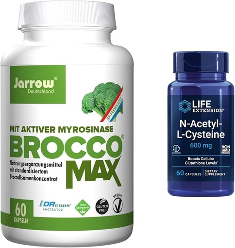 [BRSRAY33OAOWY3Y4] Jarrow BroccoMax Sulforaphane Generator and Life Extension N-Acetyl-L-Cysteine Immune & Respiratory Support Bundle, 60 Count Each