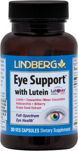 [BRSWKHQTOR4WA2D6] Lindberg Eye Support* with Lutein (30 Capsules)