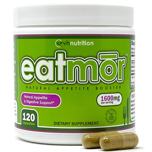 [BRSWIGY4O4MGCEDI] VH Nutrition Eatmor | Appetite Booster | Weight Gain Pills* for Women and Men | Designed for Women with Gentian, Ginger, Alfalfa | 120 Easy-to-Swallow Capsules