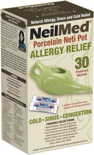 [BRSWYFANOIPBYCQ7] NeilMed clàssic Pellack Neti Pot Green amb 30 paquets de paquets Premixed
