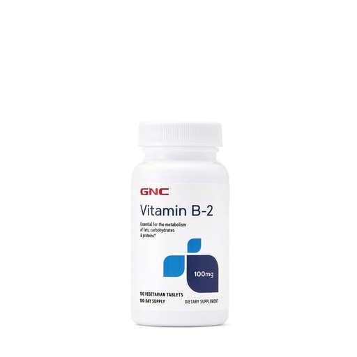[BRSWYZQTOYGQG3L3] GNC Vitamin B2 100mg Supplement, Essential for Metabolism of Fats, Carbohydrates and Proteins, 100 Servings