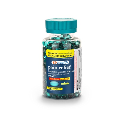 [BRSWYZ3QDIBA4CI3] A+Health Mini Ibuprofen 200 Mg Softgels, Pain Reliever/Fever Reducer (NSAID), 240 Count