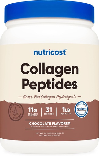 [BRSWGCAYCAMWOH3F] Nutricost Collagen Peptides Powder 1LB (454 G) (Chocolate) - Grass Fed Bovine Collagen Hydrolysate
