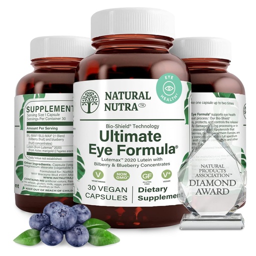 [BRSWIBQADJ7QGDA3] Natural Nutra Ultimate Eye Health Supplement - Bilberry & Blueberry Extract Blend for Day and Night Vision Support, Promotes Color Perception & Eye Clarity - Non-GMO, Gluten-Free, Vegan - 30 Capsules