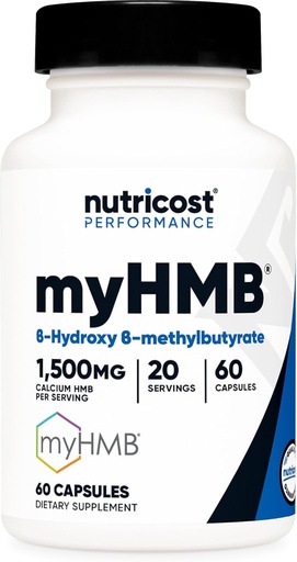 [BRSRAYA2O55Q4DIU] Nutricost myHMB Capsules 1 500MG Calcium HMB par portion, 60 capsules, 20 portions - Ligne de performance, Calcium B-Hydroxy B-méthylbutyrate Monohydrate