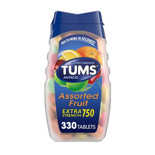 [BRSWIYL4CZ4GY3LC] TUMS Chewable Antacid Tablets for Extra Strength Heartburn Relief, Assorted Fruit Flavors - 330 Count