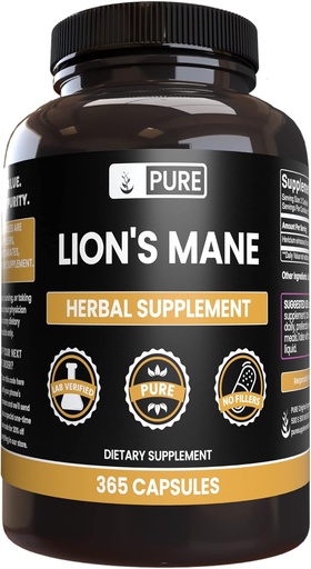[BRSW2FIYDMCBOYL4] PURE ORIGINAL INGREDIENTS Lion's Mane Capsules, No Magnesium oder Reisfüller, Immer rein (365 Kapseln)