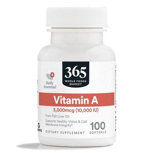 [BRSWGZQBOYFQEFD5] 365 by Whole Foods Market, Vitamin A 10,000 IU, 100 CT