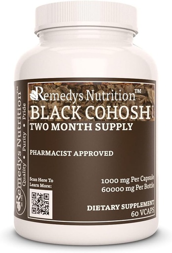 [BRSW22YNOB7QAELF] Remedy's nutrition Black Cohosh | 1,000 mg, 60 Vegan Capsules Herbal Dietary Supplement | Two Month Supply