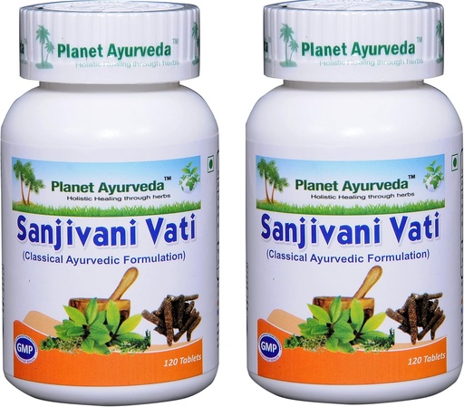 [BRSWIBALA4DW22A7] Planeta Ayurveda Sanjivani Vati - tabletki ziołowe, 100% naturalne i czyste - 2 butelki (Każda butelka zawiera 120 tabletek)