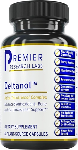 [BRSWYAIYBMHWMHLA] Premier Research Labs Deltanol - Tocotrienolen Vitamine E, Annatto Tocotrienolen voor mannen & vrouwen, 100 mg Tocotrienol Complex Per Capsule, Antioxidanten, Ondersteunt Hart &amp; Metabole Gezondheid - 60 Capsules