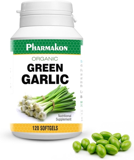 [BRSRMFI5OF7GMC3J] Organic Green Garlic, Potent Softgels, Wholesome, Reduced Odor.