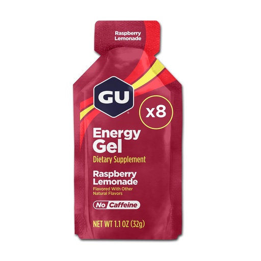 [BRSRMBQDAEHR63Q2] GU Energy Original Sports Nutrition Energy Gel, 8-Count, Vegan, Gluten-Free, Kosher, and Dairy-Free On-The-Go Energy for Any Workout, Raspberry Lemonade