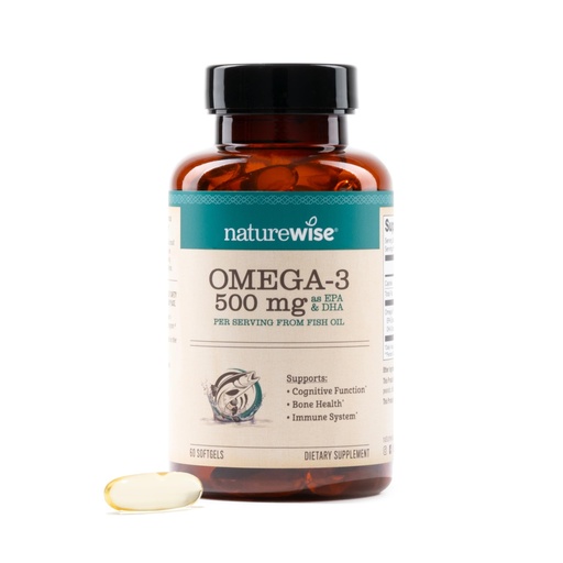[BRSRAED7PJ5RM3DJ] NatureWise Omega 3 Fish Oil - 500 mg per Pill - EPA & DHA - Immune Support, Brain & Optimal Wellness - Gluten and Soy Free, Non-GMO - 60 Softgels[2-Month Supply]