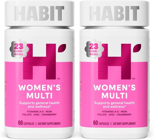 [BRSRAZYZCN6BMAD4] " Habit Womens Multi supplement 2 Pack (120 Capsules) - New look, Supports General Health " Wellness, 23 Essential Vitamins and Minerals, Fruit extracts, Folate, Iron, B12, Biotin, Non-GMO