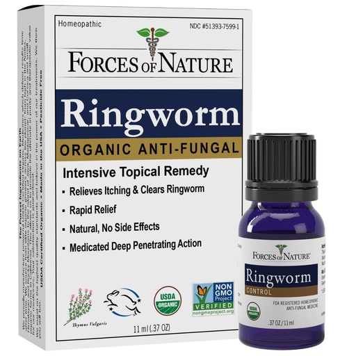 [BRSWI2QMAIGWGF3M] Forces of Nature Ringworm Treatment for Humans, Organic Homeopathic Medicine, 0.37 Fl Oz, Antifungal Multi Symptom Relief from Itchy, Red & Irritated Skin Associated with Ringworm, Non GMO