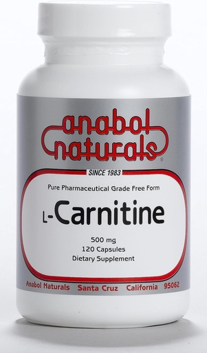 [BRSWI2QPC4HWGHD2] Anabol Naturals L-Carnitina 120 capsule- 500mg Pure L-Carnitina Per Capsule, 120 Serve
