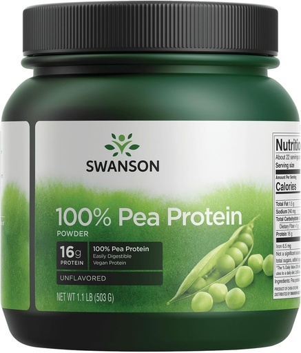 [BRSWGYARBMCBO3LK] Swanson 100% Pure Pea Protein 1.1 lb (503 g) Pwdr