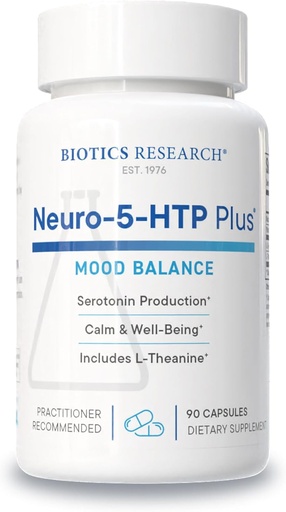 [BRSWIFYYCINRKFDG] Biotics Research Neuro 5 HTP Plus Neurological Support, Calm Brain Activity, Healthy Sleep Patterns, Sentido xeral do benestar, promove a relaxación, Serotonina Precursor, L Theanine, 90 cápsulas.